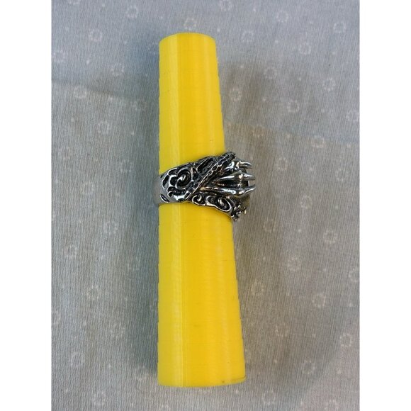 Yin Yang Dragon Men’s Ring Gothic Biker Silver Tone Metal Sz 9 - Picture 3 of 5
